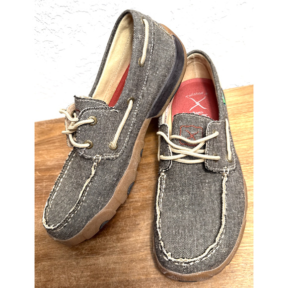 Twisted X Mens Size 8 Casual Canvas Boat Shoe Driving Moccasin Style Rubber Sole - Picture 1 of 12